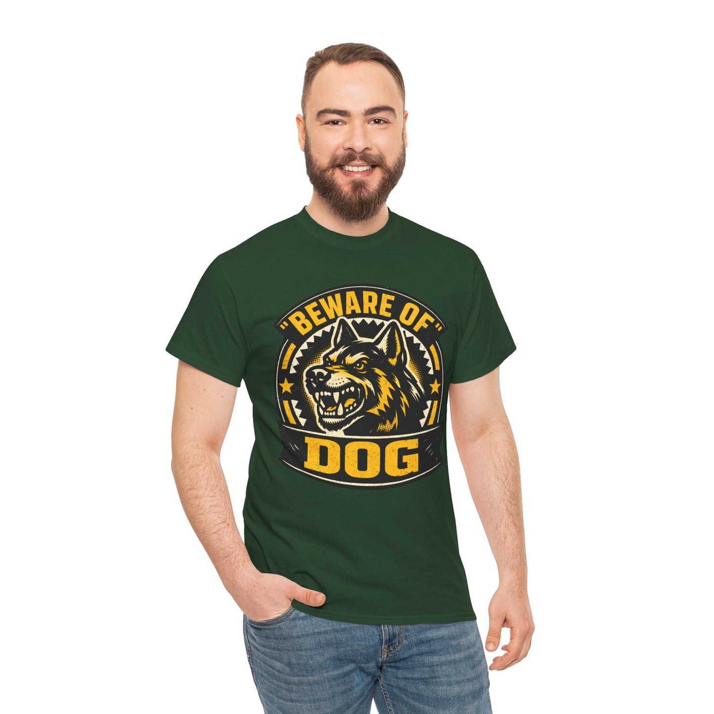 Beware of Dog T-Shirt — Retro Aggressive Dog Warning Graphic Tee Printify