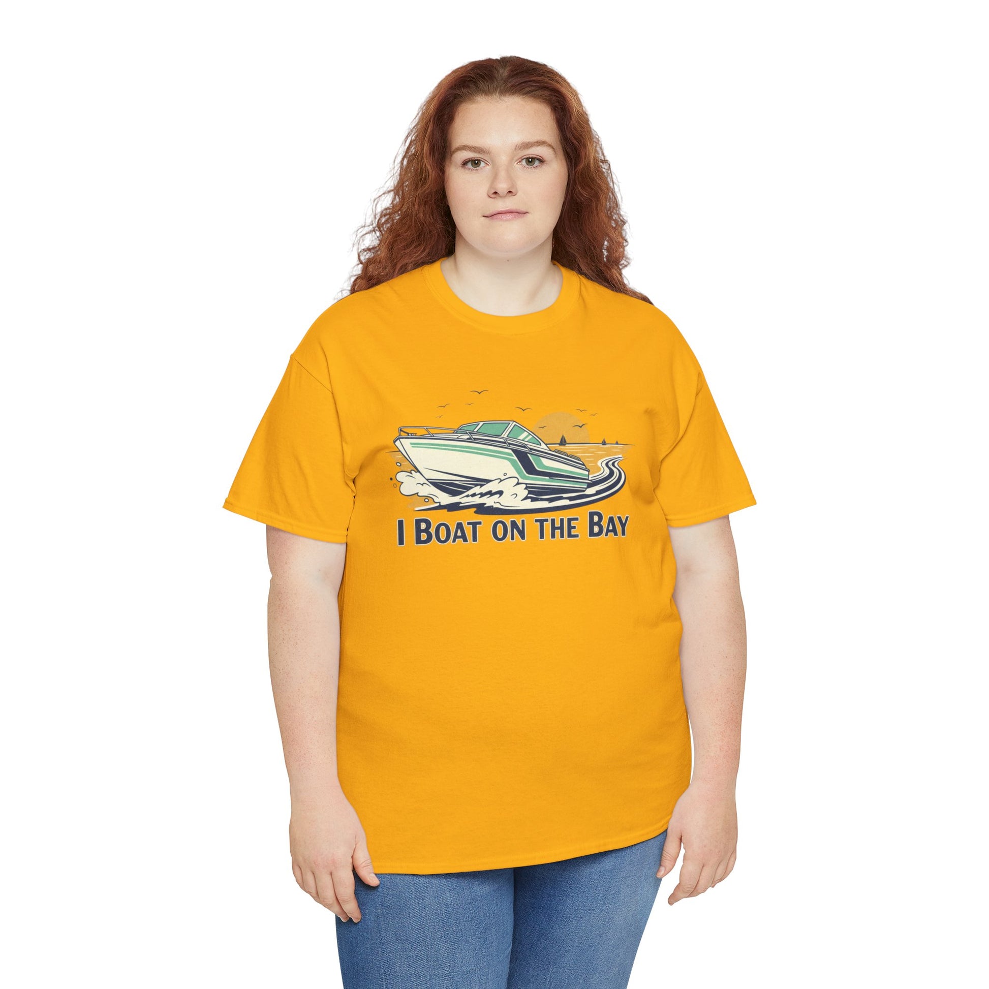 Boat on the Bay T-Shirt — Retro Motorboat Sunset Tee Printify