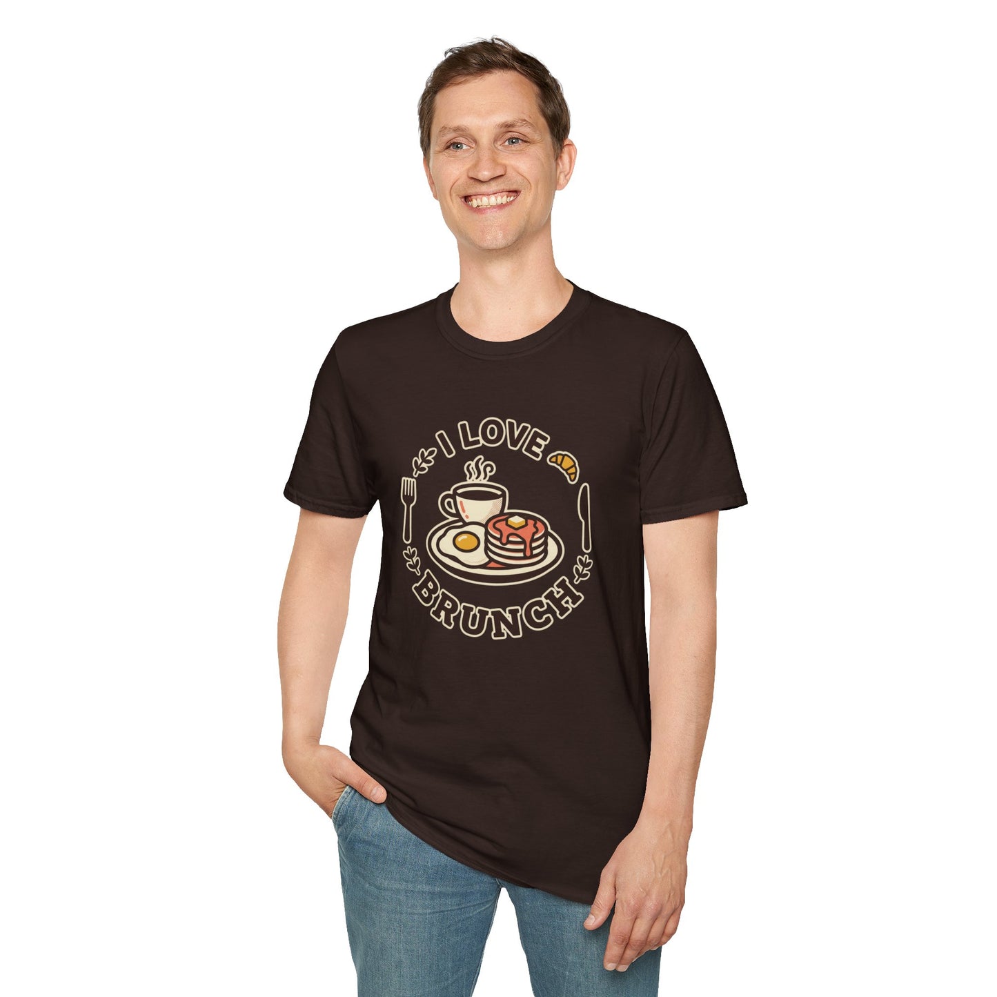 Brunch Lover T-Shirt – "I Love Brunch" Pancakes & Coffee Graphic Tee