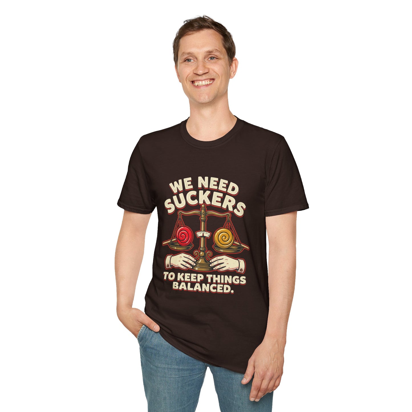 "We Need Suckers to Keep Things Balanced" Retro Candy Scale Tee