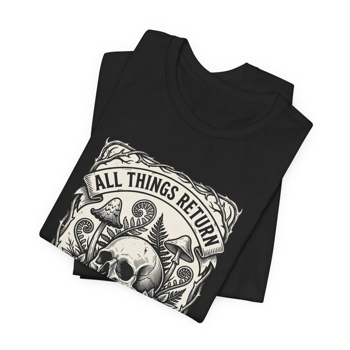 All Things Return skull mushroom botanical tee | Gothic botanicals
