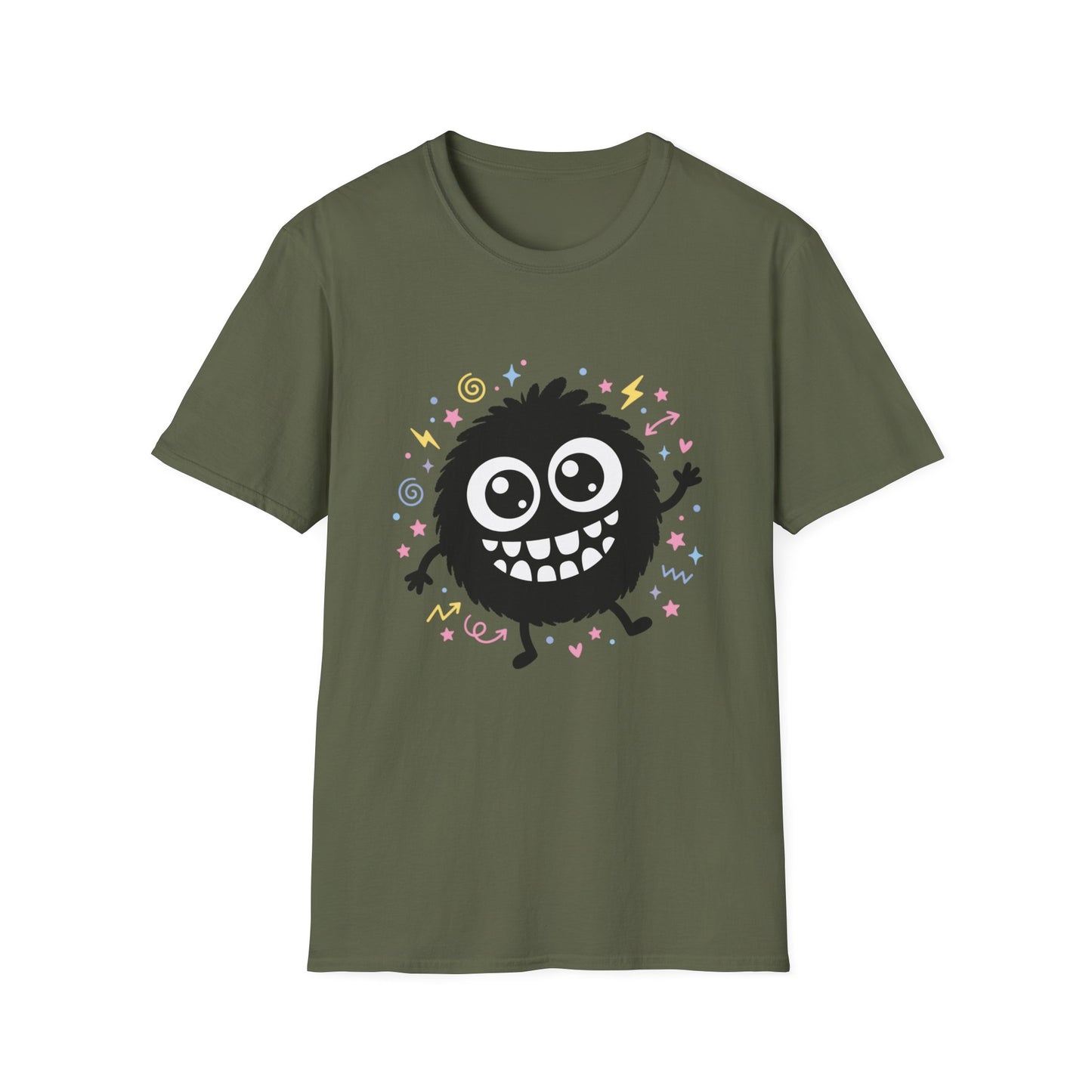 Cute Fuzzy Monster T-Shirt — Playful Cartoon Graphic Tee for Kids & Adults