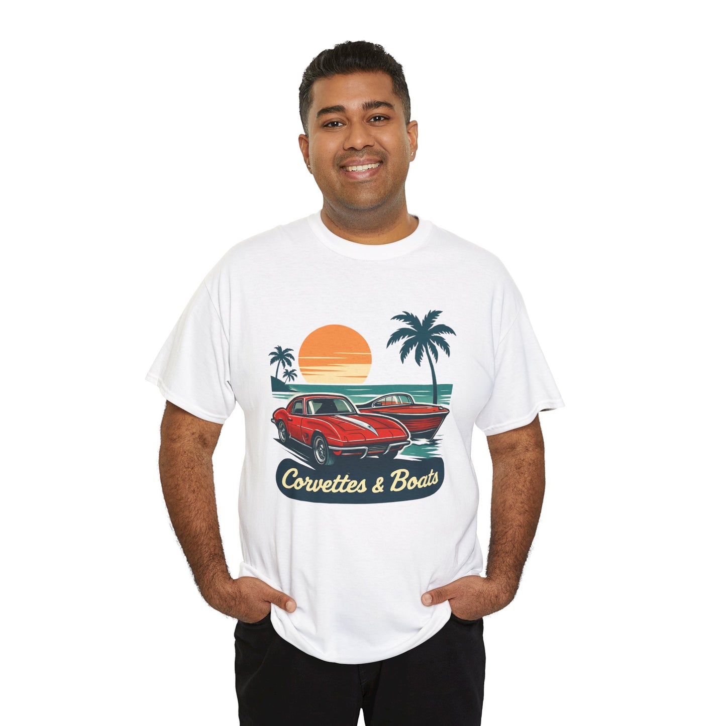 Corvettes & Boats Retro Sunset T‑Shirt