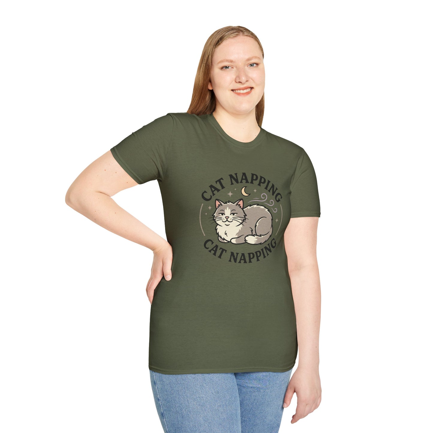 Cat Napping T-Shirt — Cute Sleeping Cat Graphic Tee for Cat Lovers