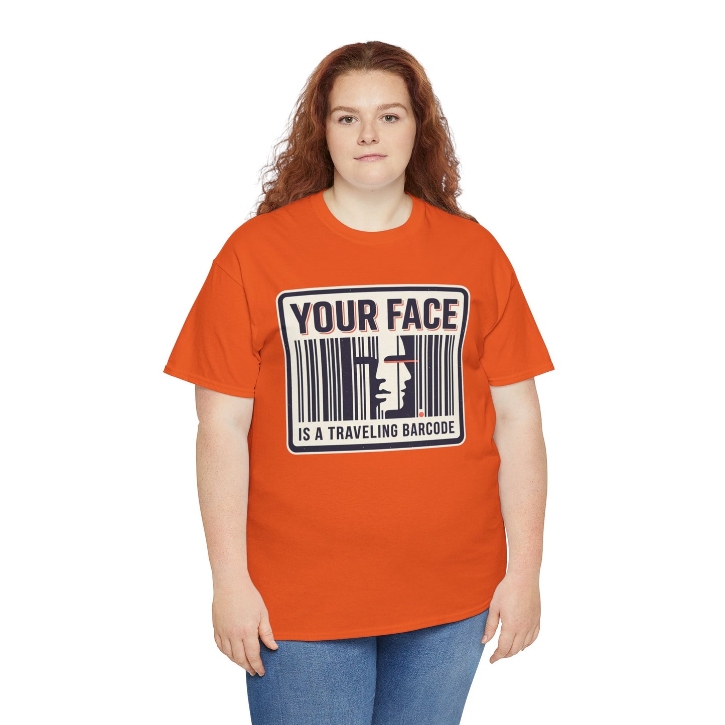 "Your Face Is a Traveling Barcode" Graphic Tee