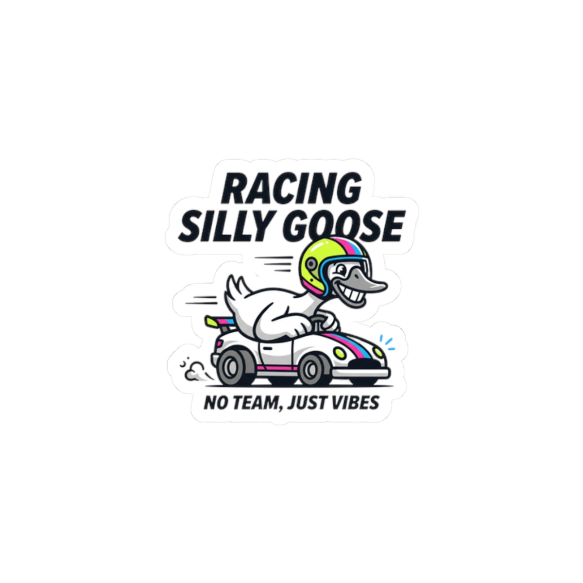 Racing Silly Goose Kiss-Cut Stickers | motorsport, checkered, funny
