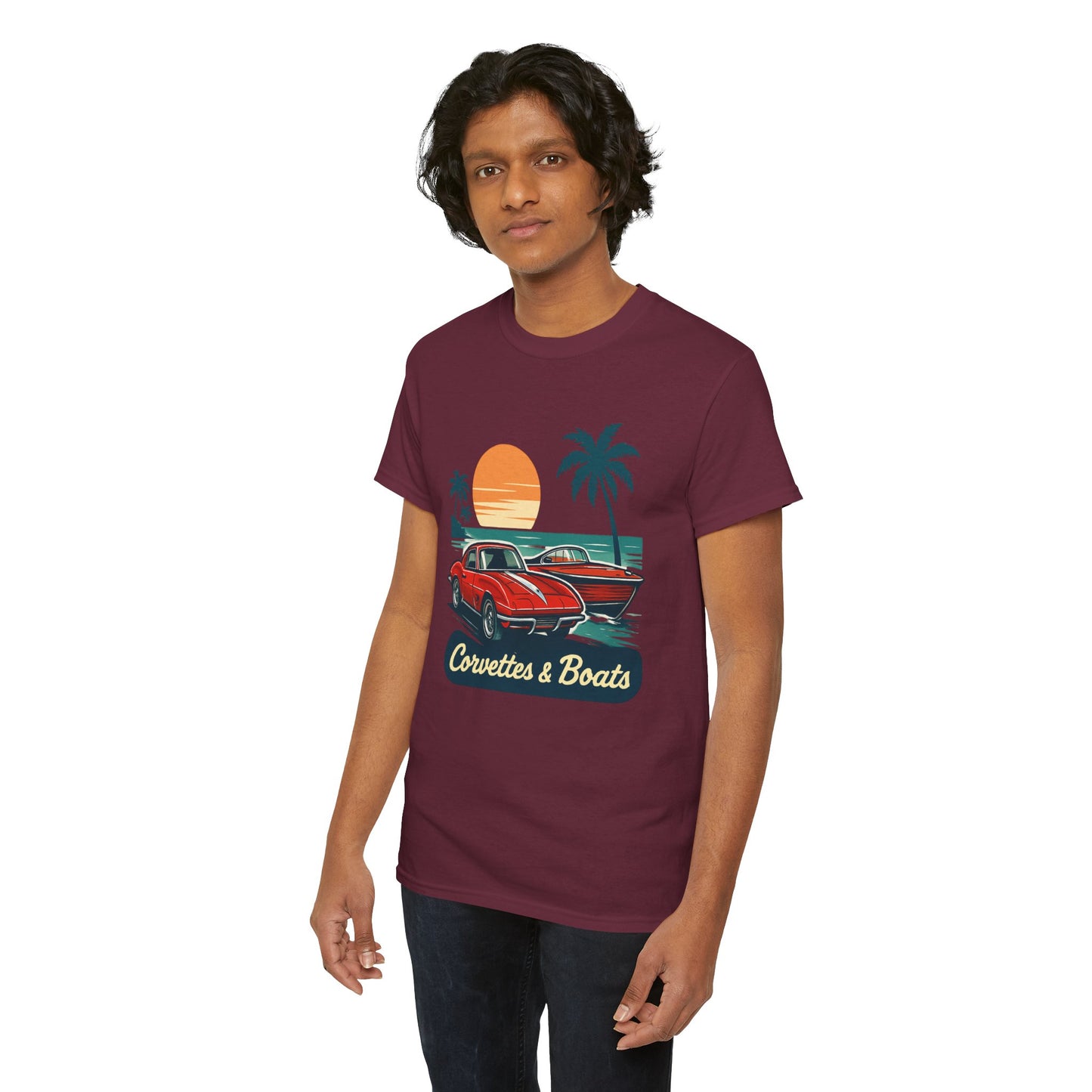 Corvettes & Boats Retro Sunset T‑Shirt