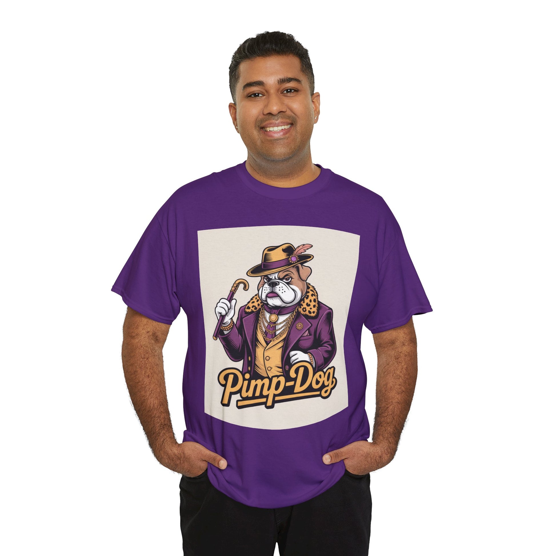 Pimp-Dog Graphic Tee — Retro Bulldog Character Shirt Printify