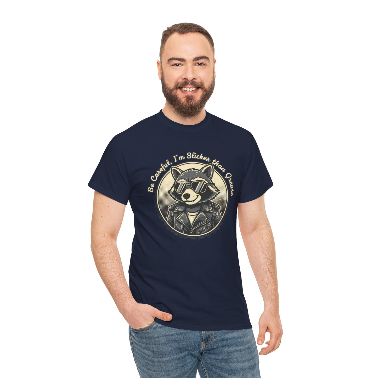 Raccoon Detective Graphic Tee — "Be Careful I’m Watching Your Snacks" Vintage Badge T-Shirt