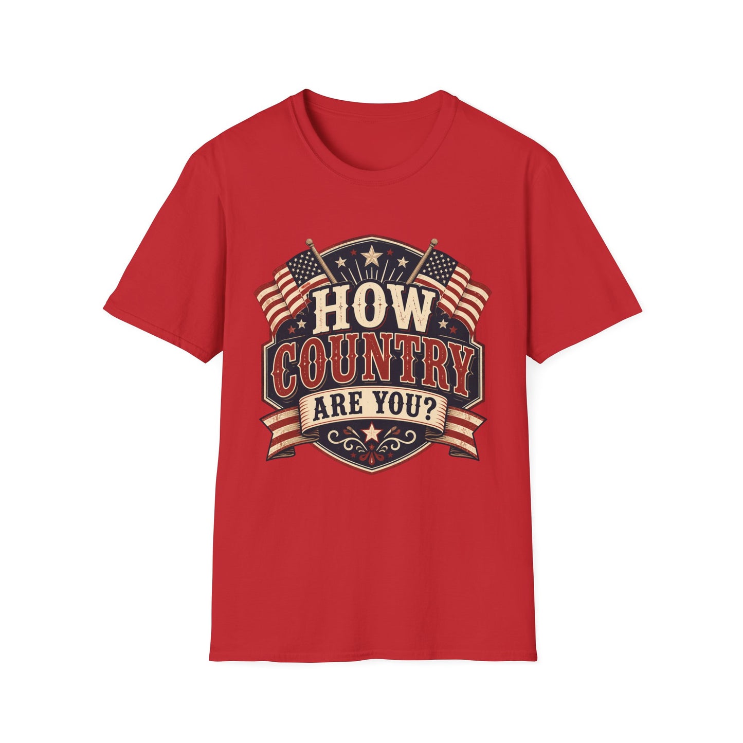 How Country Are You? T-Shirt — Vintage American Flag Country Graphic Tee