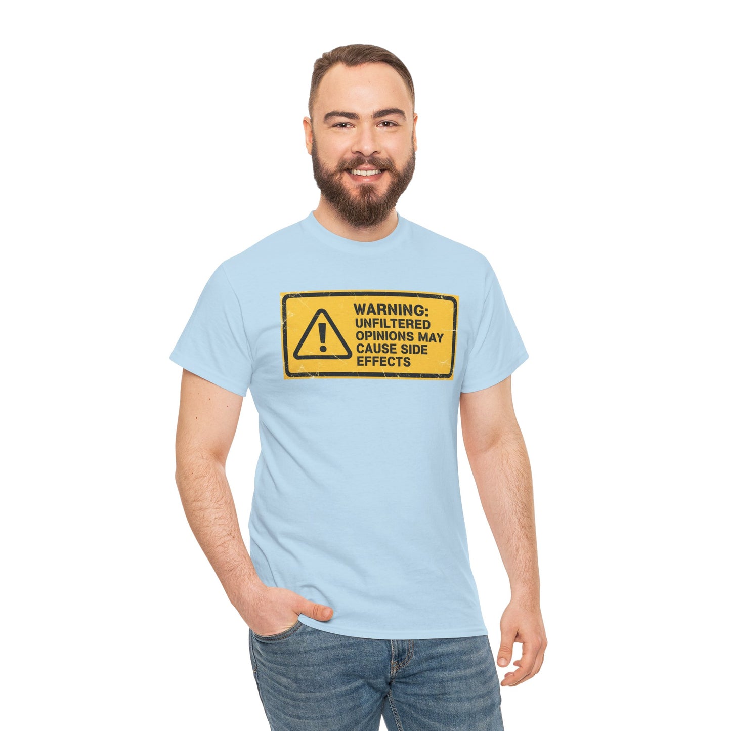 T-Shirt — "Warning: Unfiltered Opinions May Cause Side Effects" Graphic Tee