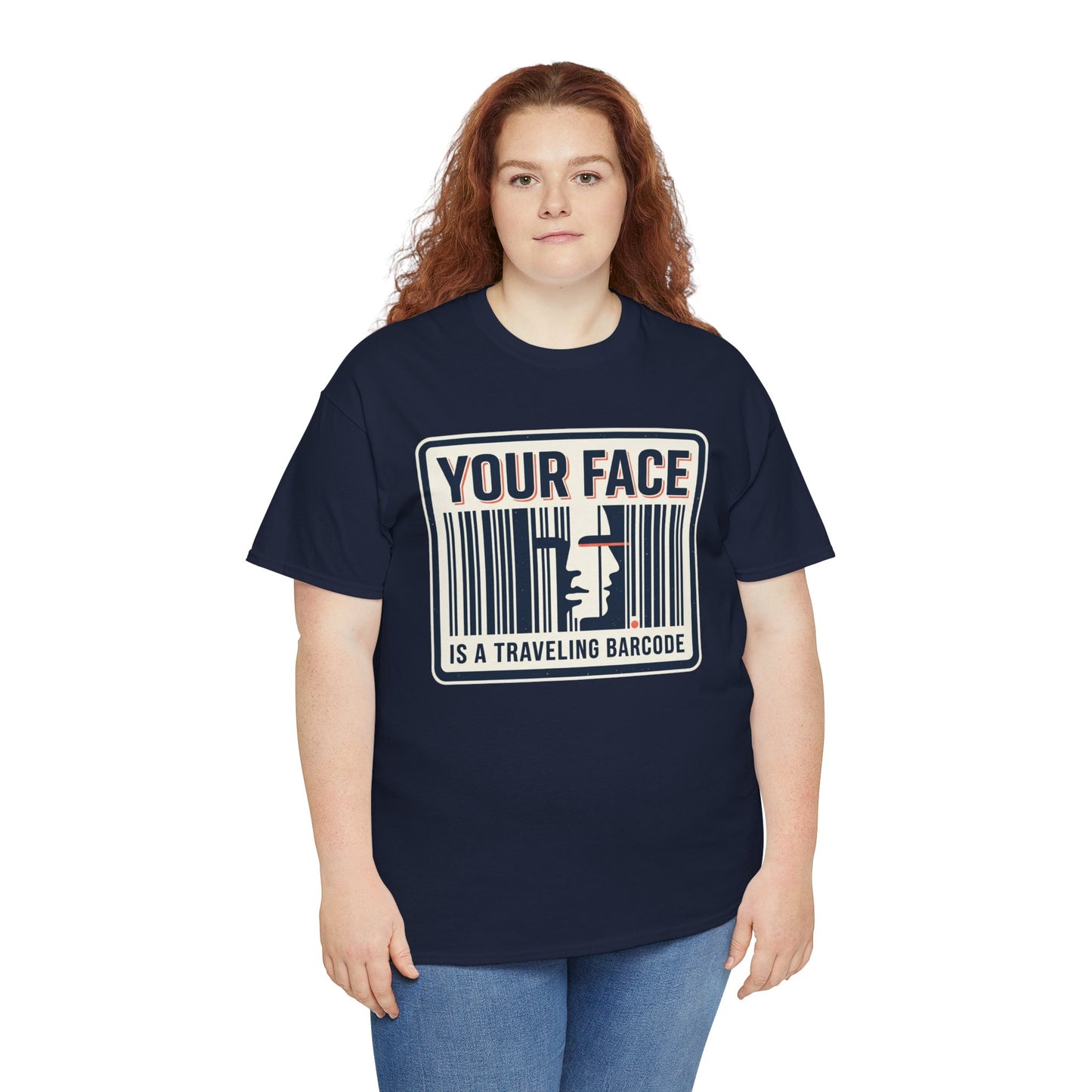 "Your Face Is a Traveling Barcode" Graphic Tee