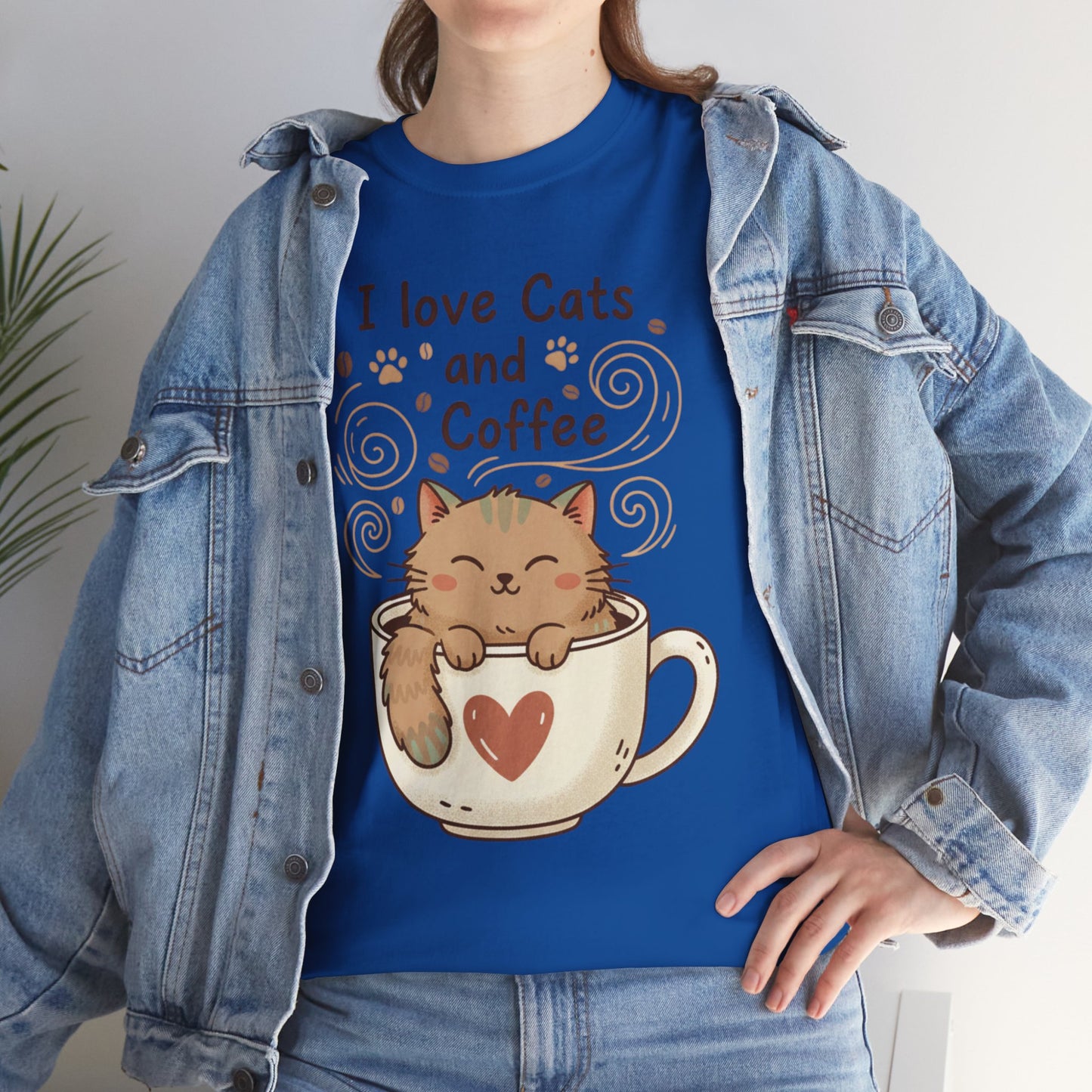 Cat and Coffee T‑Shirt — "I Love Cats and Coffee" Cute Cat in Mug Tee