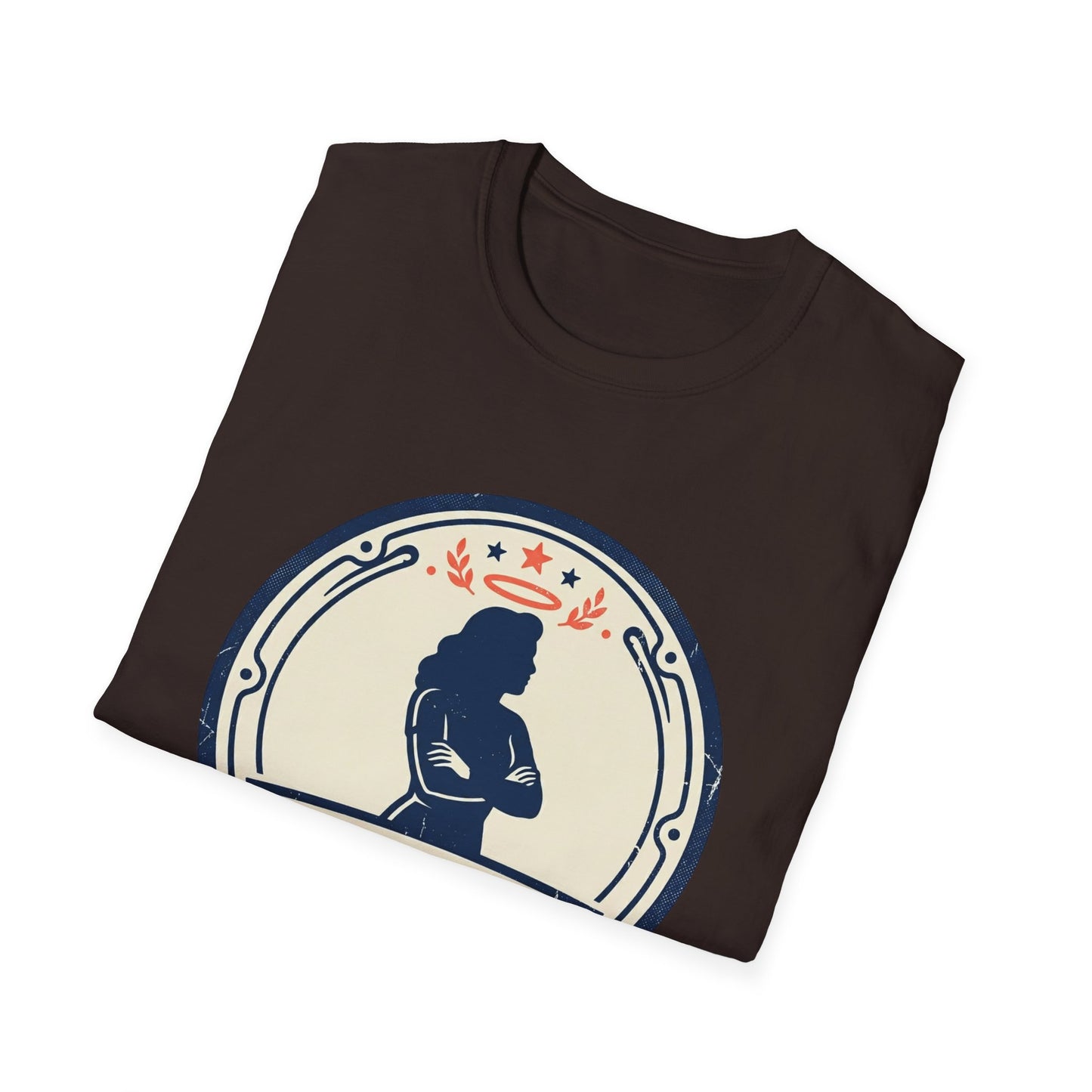 I Am Her Women’s T-Shirt — Empowering Mom & Woman Pride Vintage Badge Tee