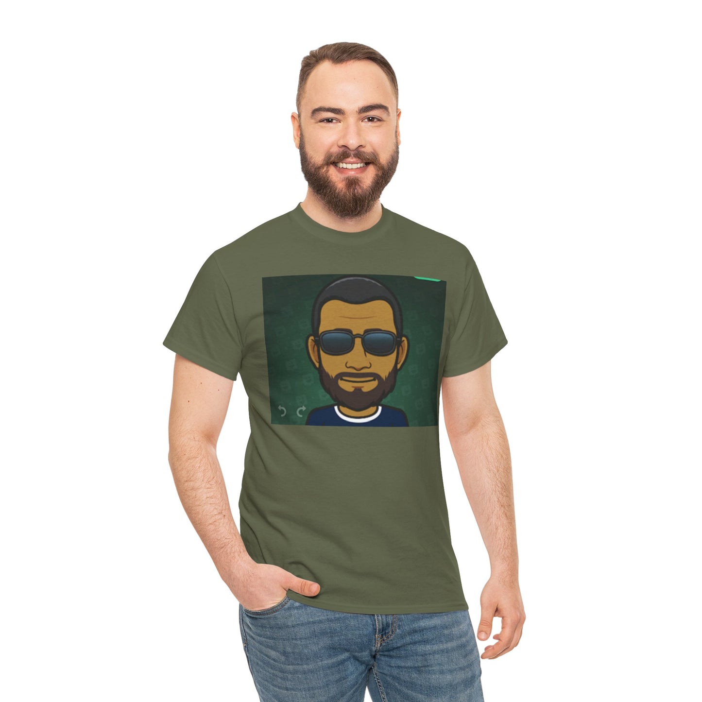 Bitmoji Portrait Tee — Cool Sunglasses Avatar Graphic T-Shirt Printify