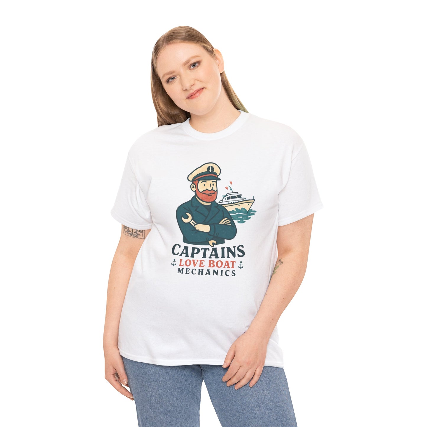 Captain Mechanics T‑Shirt — "Captains Love Boat Mechanics" Nautical Crew Tee