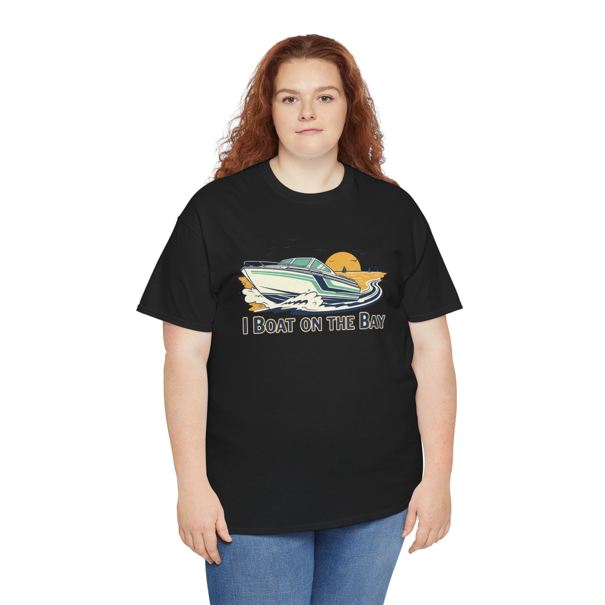 Boat on the Bay T-Shirt — Retro Motorboat Sunset Tee Printify