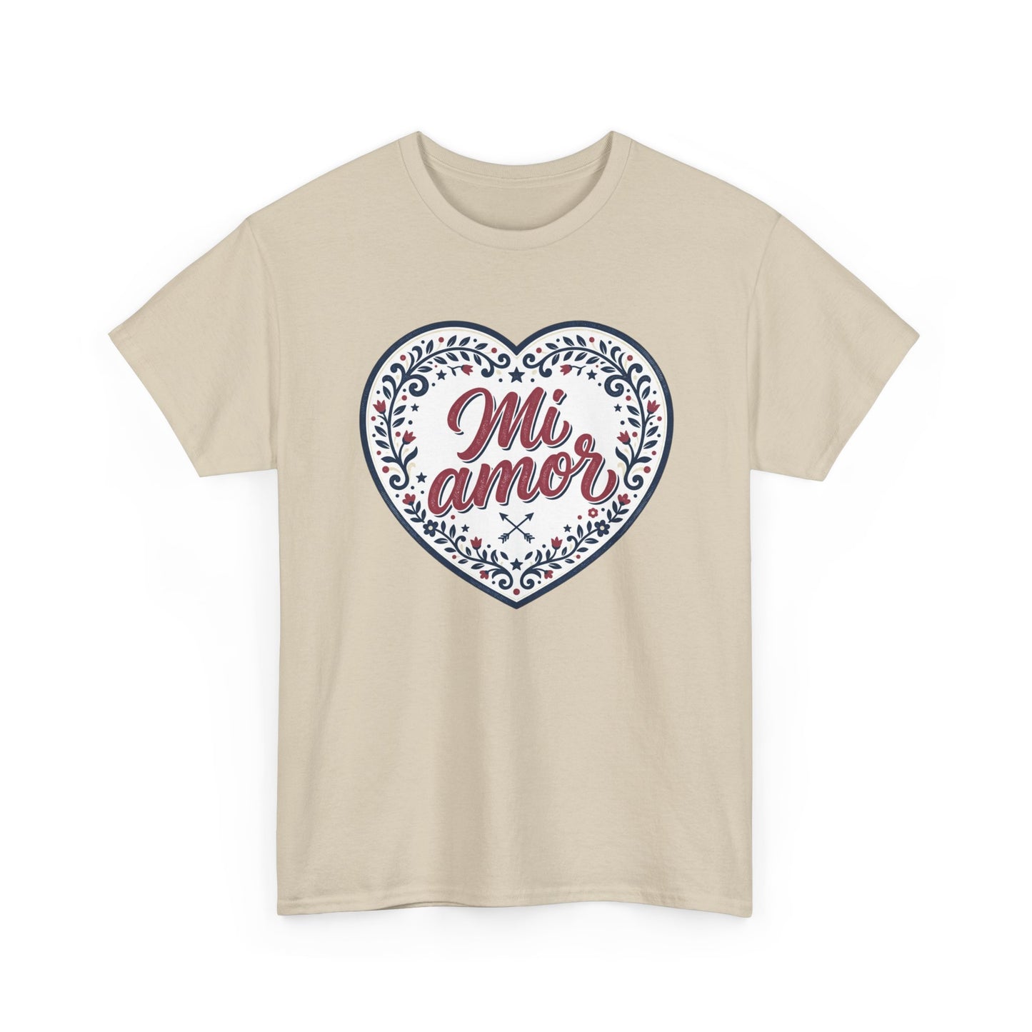 Mi Amor Heart T-Shirt — Romantic Floral Graphic Tee for Valentine’s Day