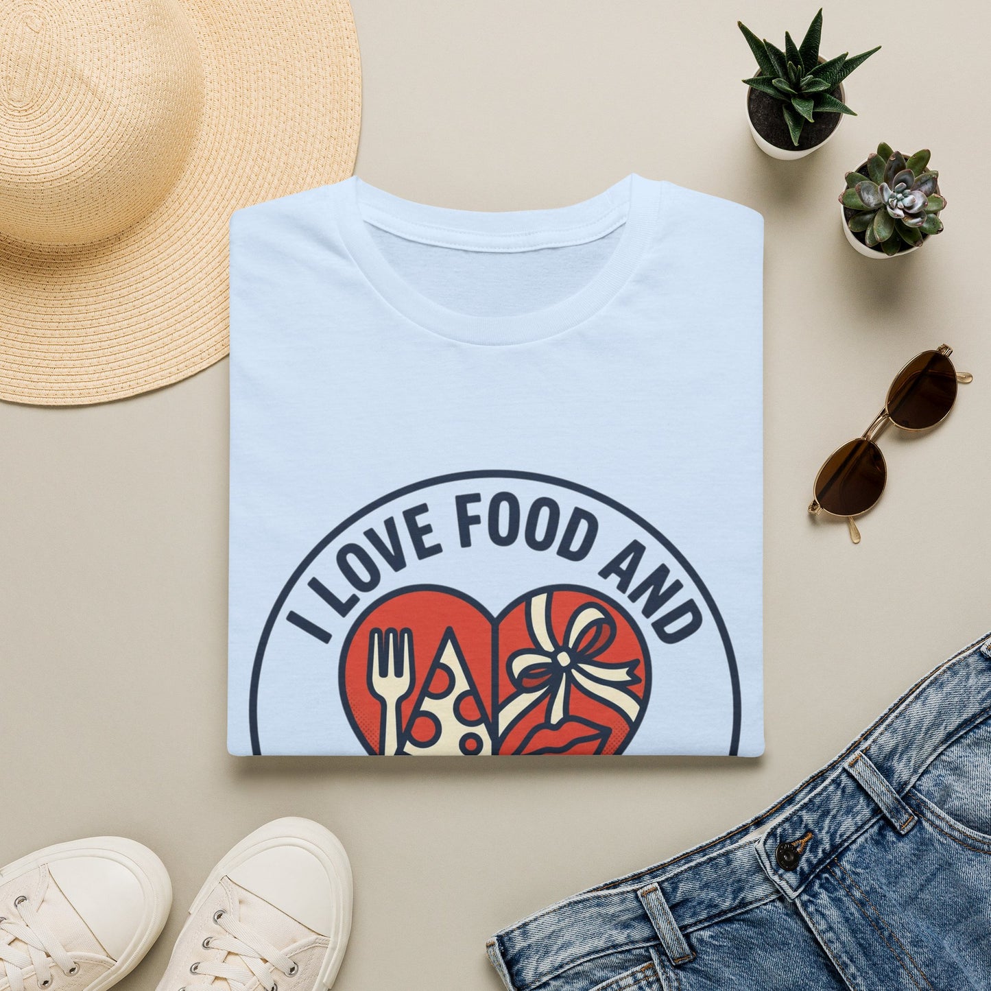 "I Love Food and Sexual Favors" Graphic Tee (Heart Pizza & Candy Design)