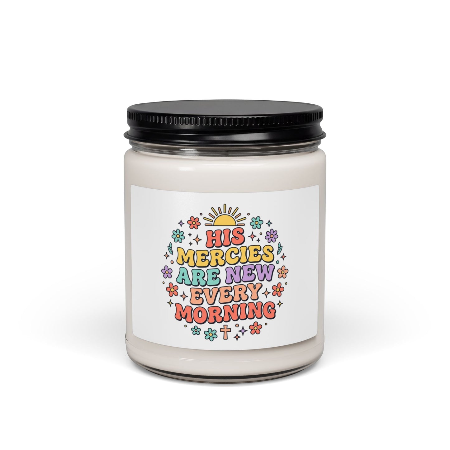 His Mercies Are New Every Morning Candle | Christian, Retro Pastel Encouragement