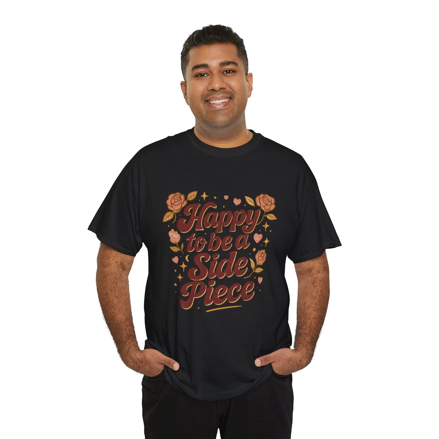 Happy to Be a Side Piece Tee — Retro Floral Statement T-Shirt