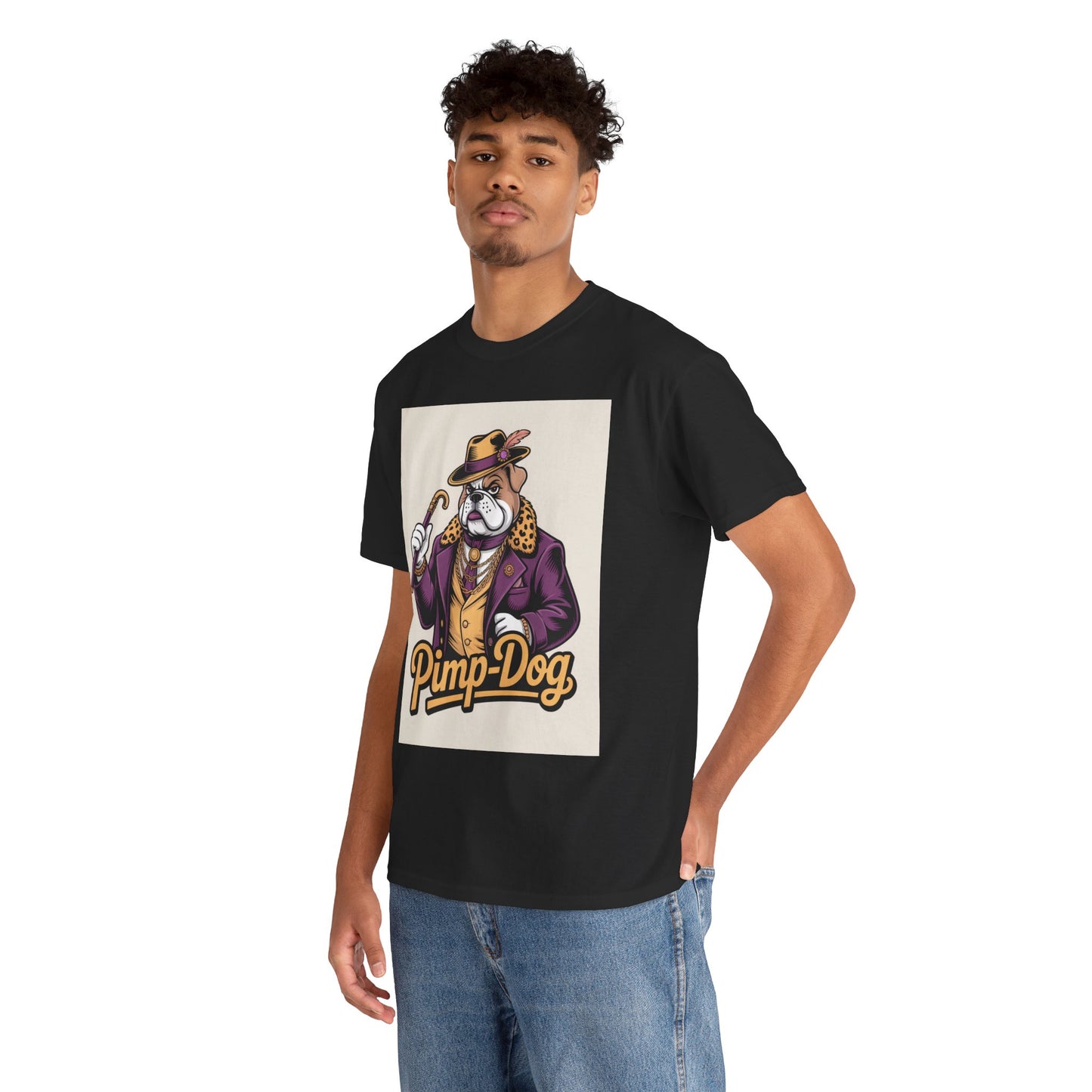 Pimp-Dog Graphic Tee — Retro Bulldog Character Shirt Printify