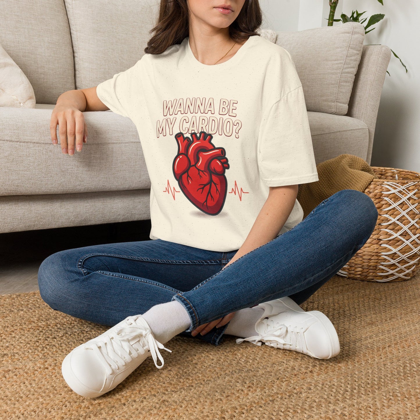 Wanna Be My Cardio? T-Shirt — Cute Anatomical Heart Graphic Tee