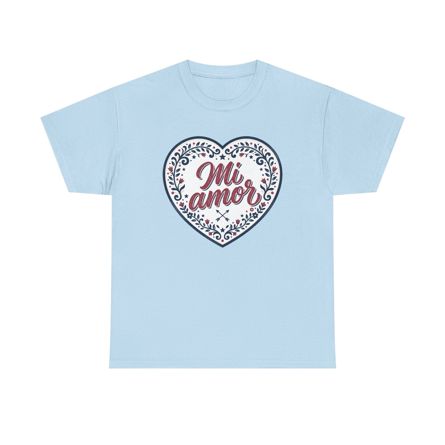 Mi Amor Heart T-Shirt — Romantic Floral Graphic Tee for Valentine’s Day