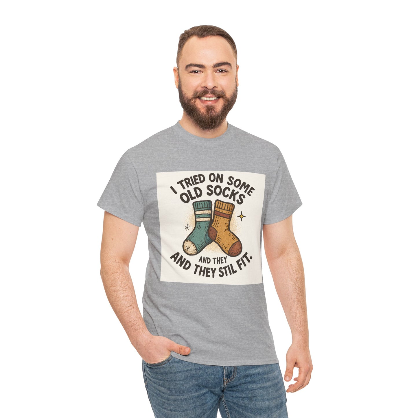 Funny Socks T-Shirt – “I Tried On Some Old Socks and They Still Fit” Graphic Tee Printify