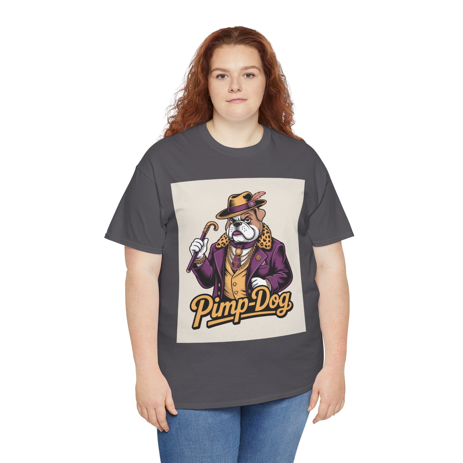 Pimp-Dog Graphic Tee — Retro Bulldog Character Shirt Printify