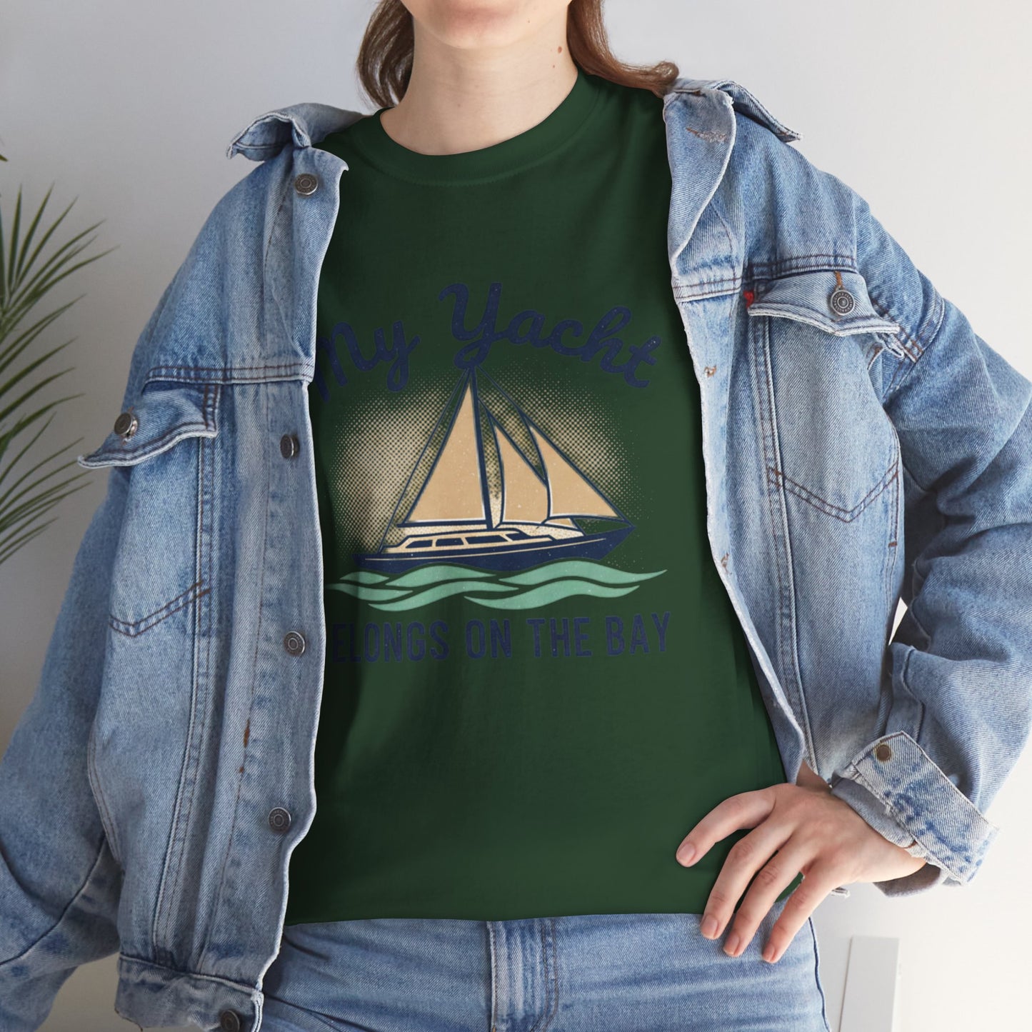 Sailboat Graphic Tee - "My Yacht Belongs on the Bay" Casual Nautical T-Shirt