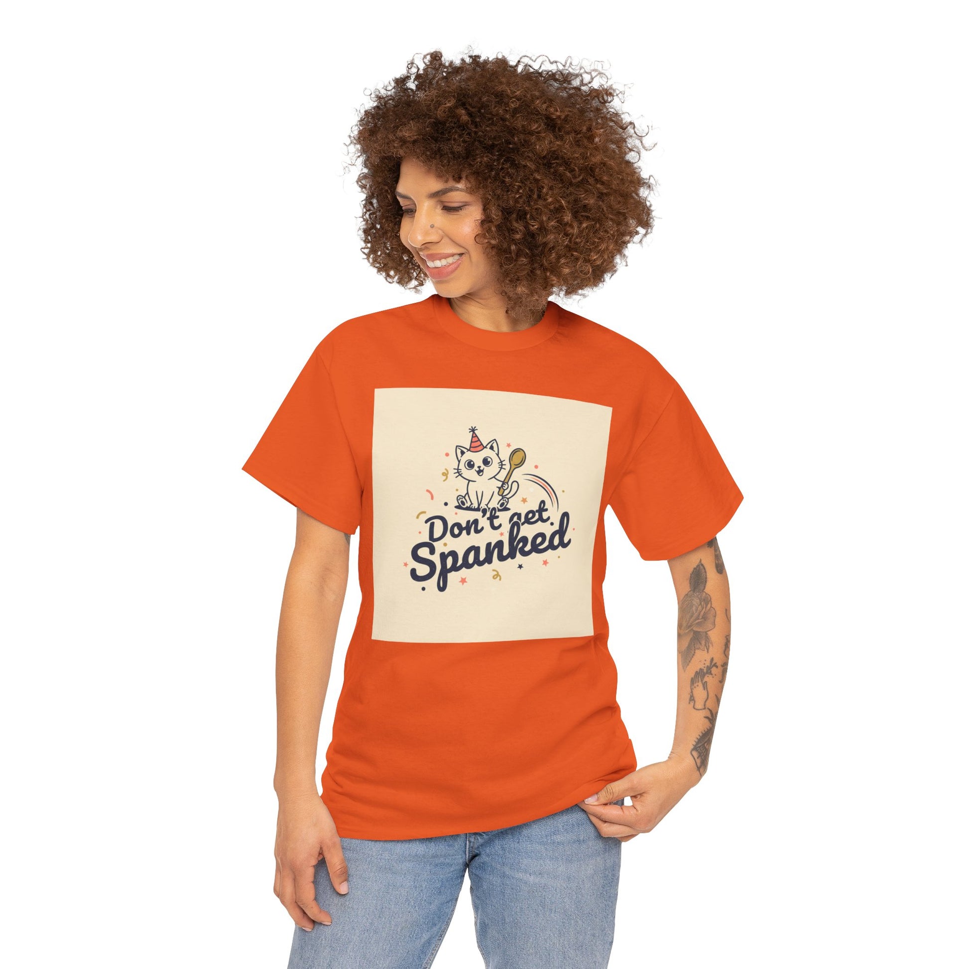 Don’t Get Spanked Cat Tee — Cute Retro Kitten Graphic T-Shirt Printify