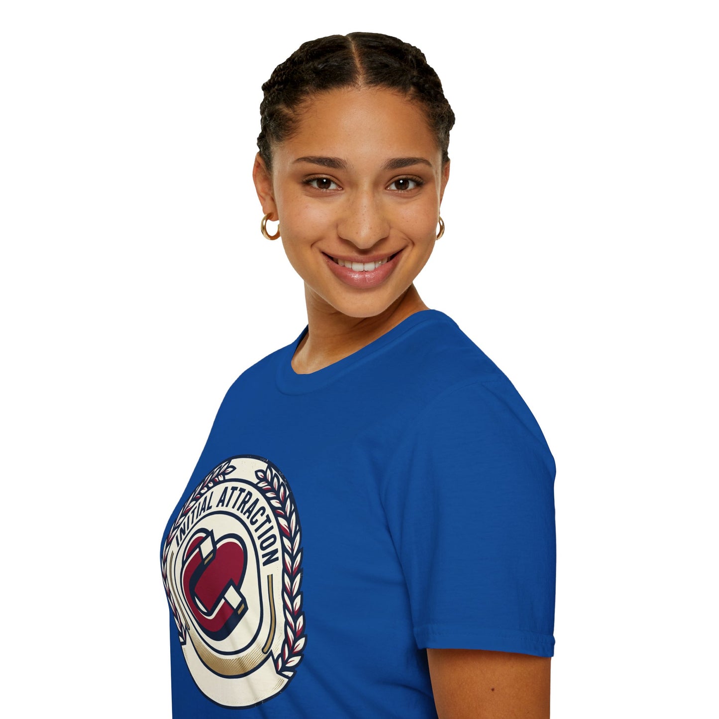 Initial Attraction T-Shirt — Retro Badge Heart Design