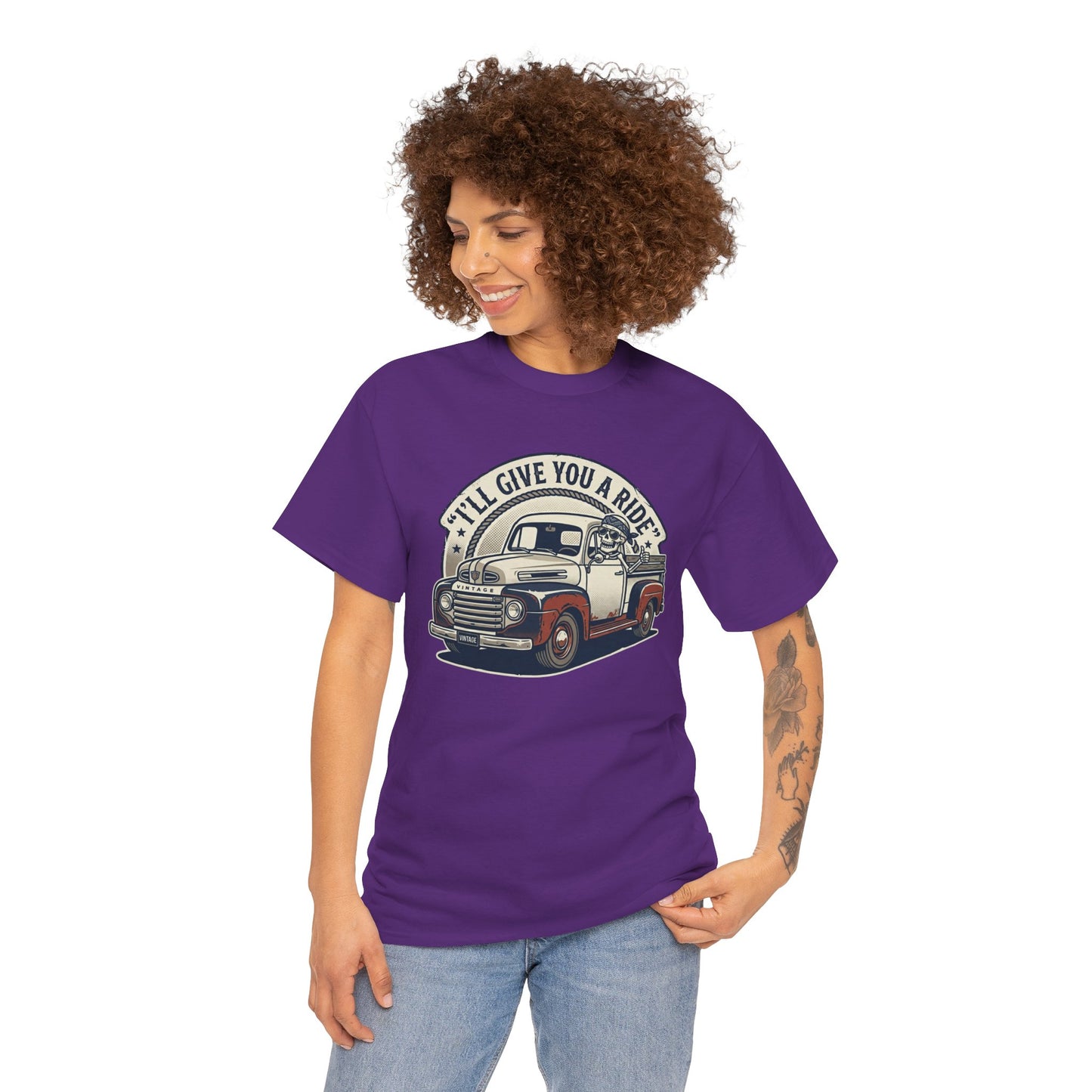 Vintage Pickup Truck T-Shirt — “I’ll Give You a Ride” Classic Retro Tee Printify