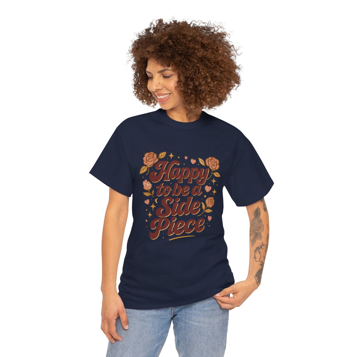 Happy to Be a Side Piece Tee — Retro Floral Statement T-Shirt