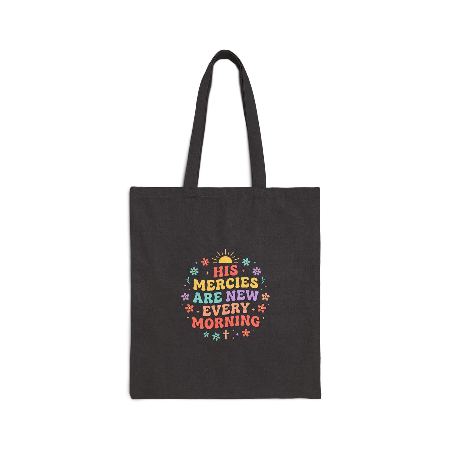 His Mercies Are New Every Morning Tote, Christian Encouragement, Retro Pastel