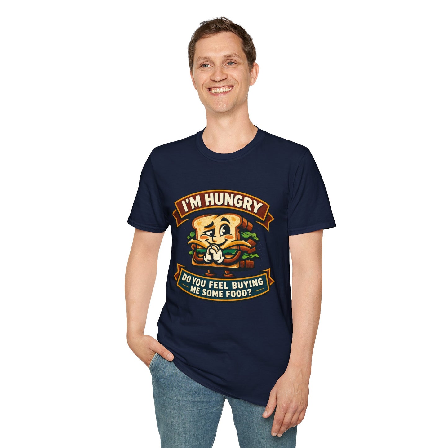 I'm Hungry Burger Graphic T-Shirt — "Do You Feel Buying Me Some Food?" Funny Foodie Tee