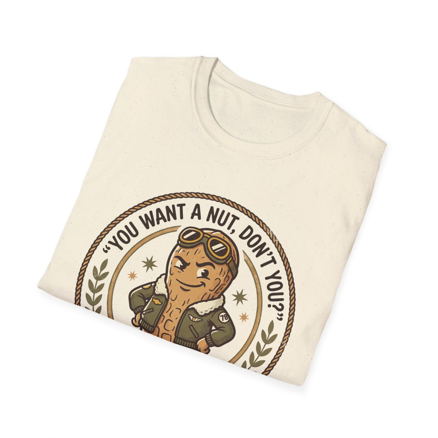 Vintage Mascot Peanut T-Shirt — "You Want a Nut, Don't You?" Retro Graphic Tee Printify