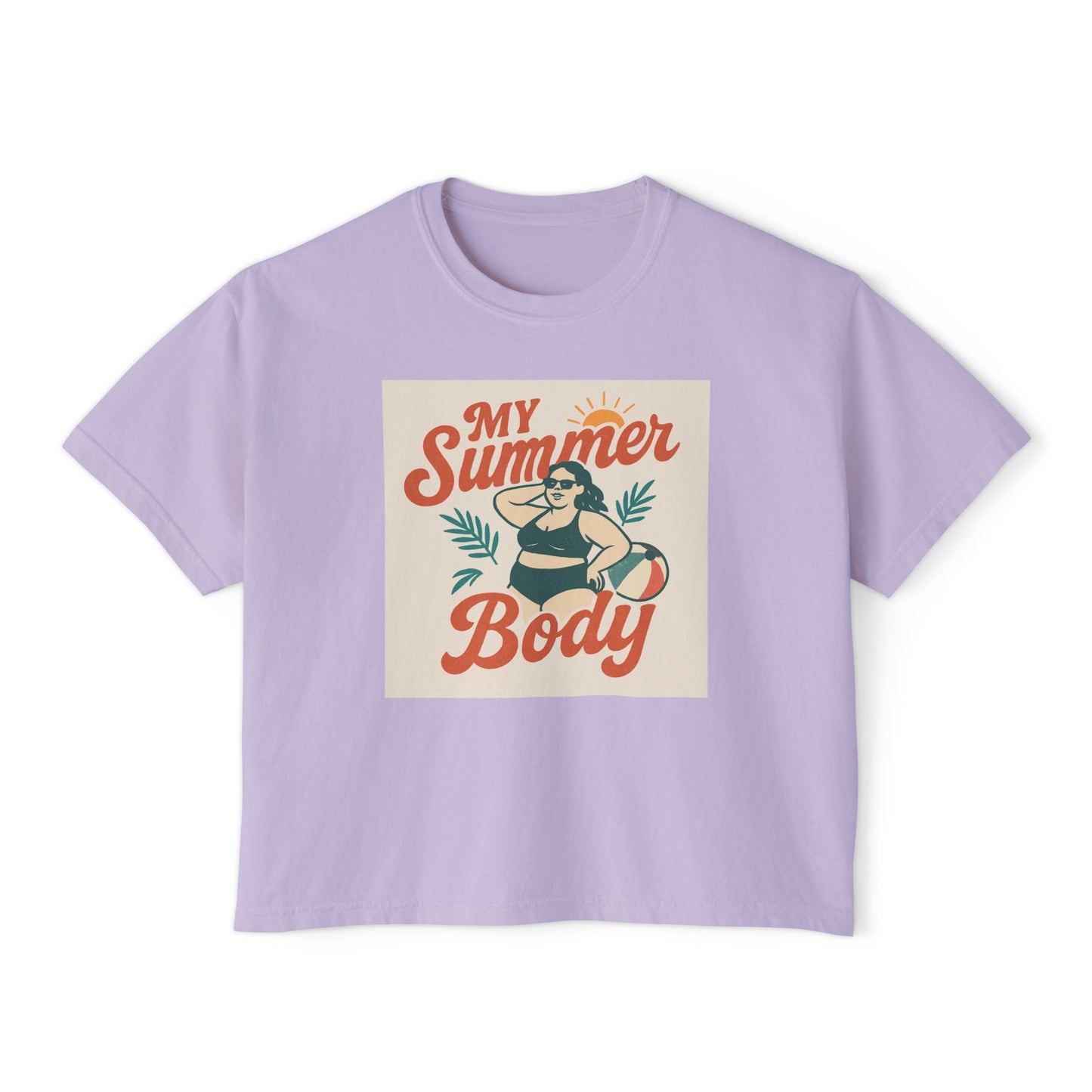 My Summer Body Boxy Tee — Retro Beach Graphic Women’s T‑Shirt
