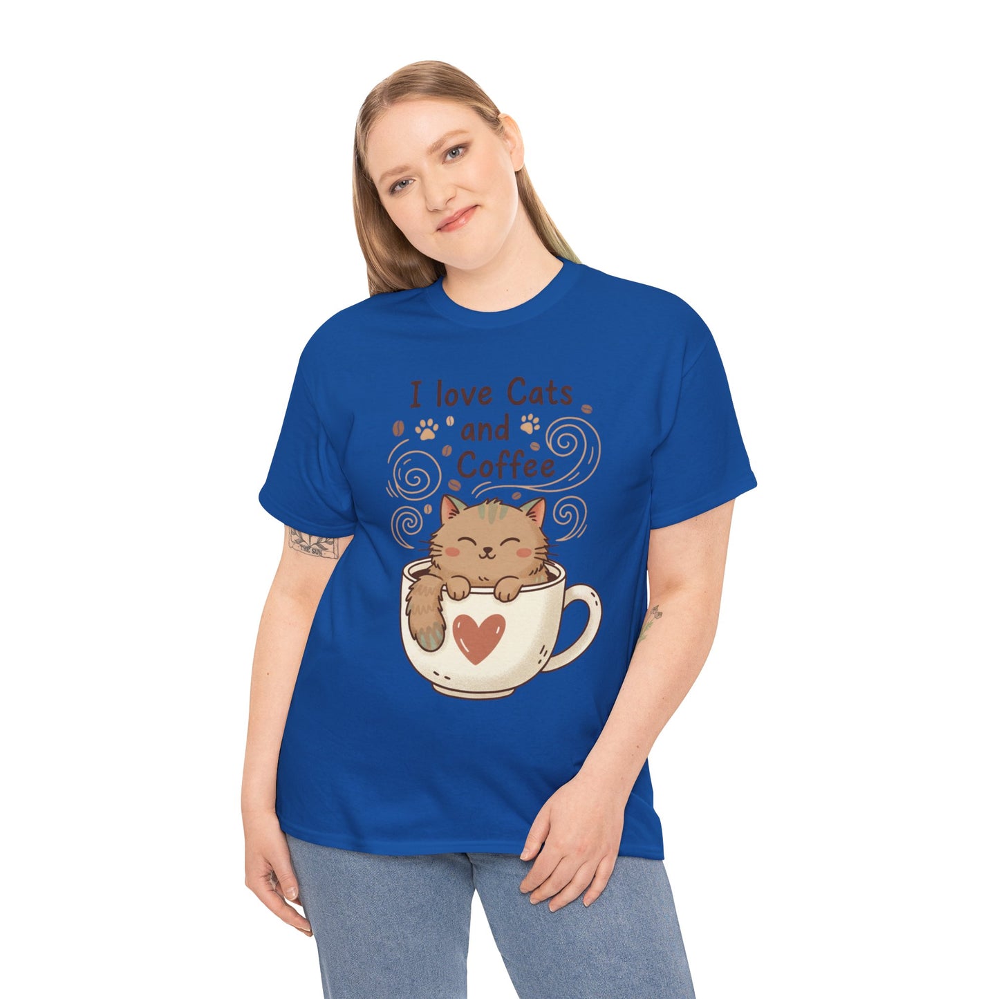 Cat and Coffee T‑Shirt — "I Love Cats and Coffee" Cute Cat in Mug Tee