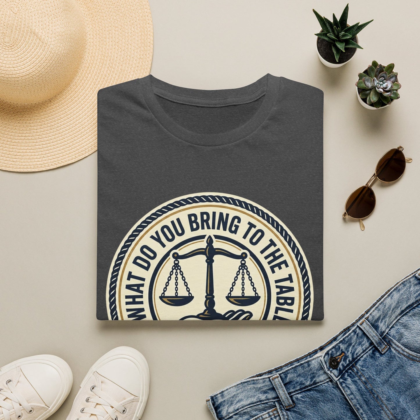 “What Do You Bring to the Table?” Legal Support & Balance T-Shirt-Scales of Justice Tee