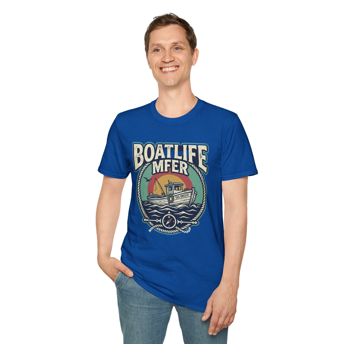 Boat Life T-Shirt – Vintage Fishing Boat Graphic 'Boat Life MFER' Tee