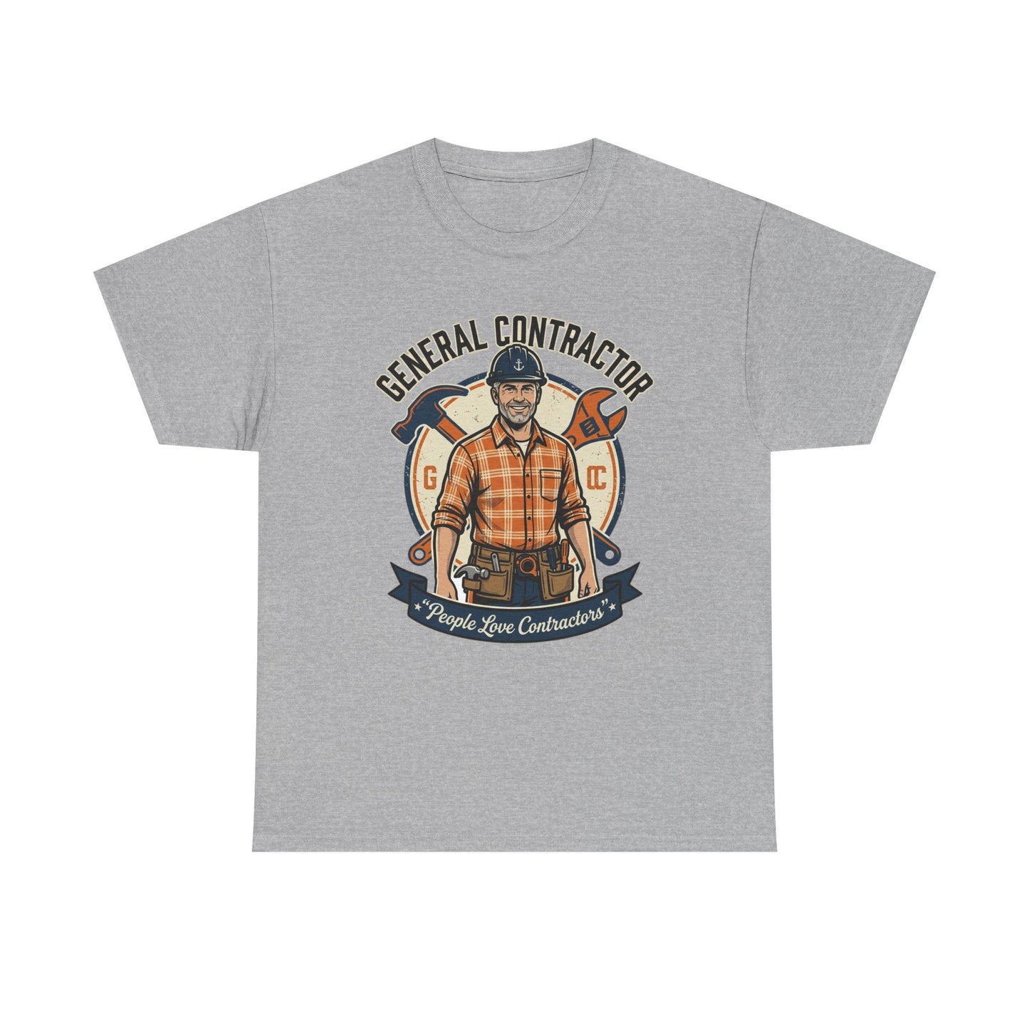 General Contractor T-Shirt — Vintage Construction Worker Logo Tee Printify