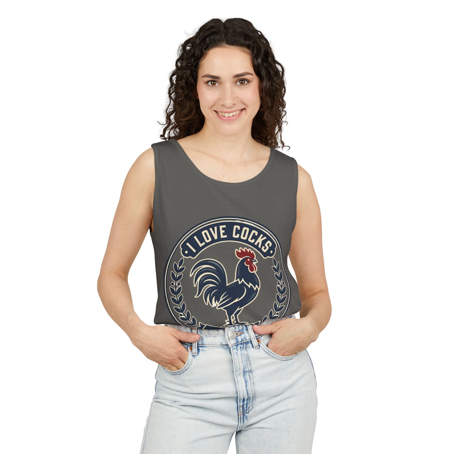 I Love Cocks Rooster Tank — Vintage Farmyard Graphic Tank Top