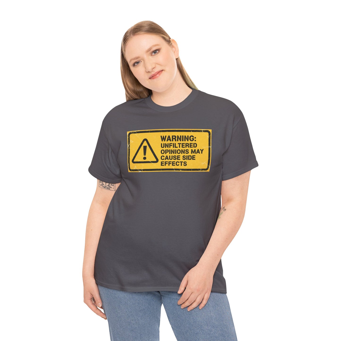 T-Shirt — "Warning: Unfiltered Opinions May Cause Side Effects" Graphic Tee