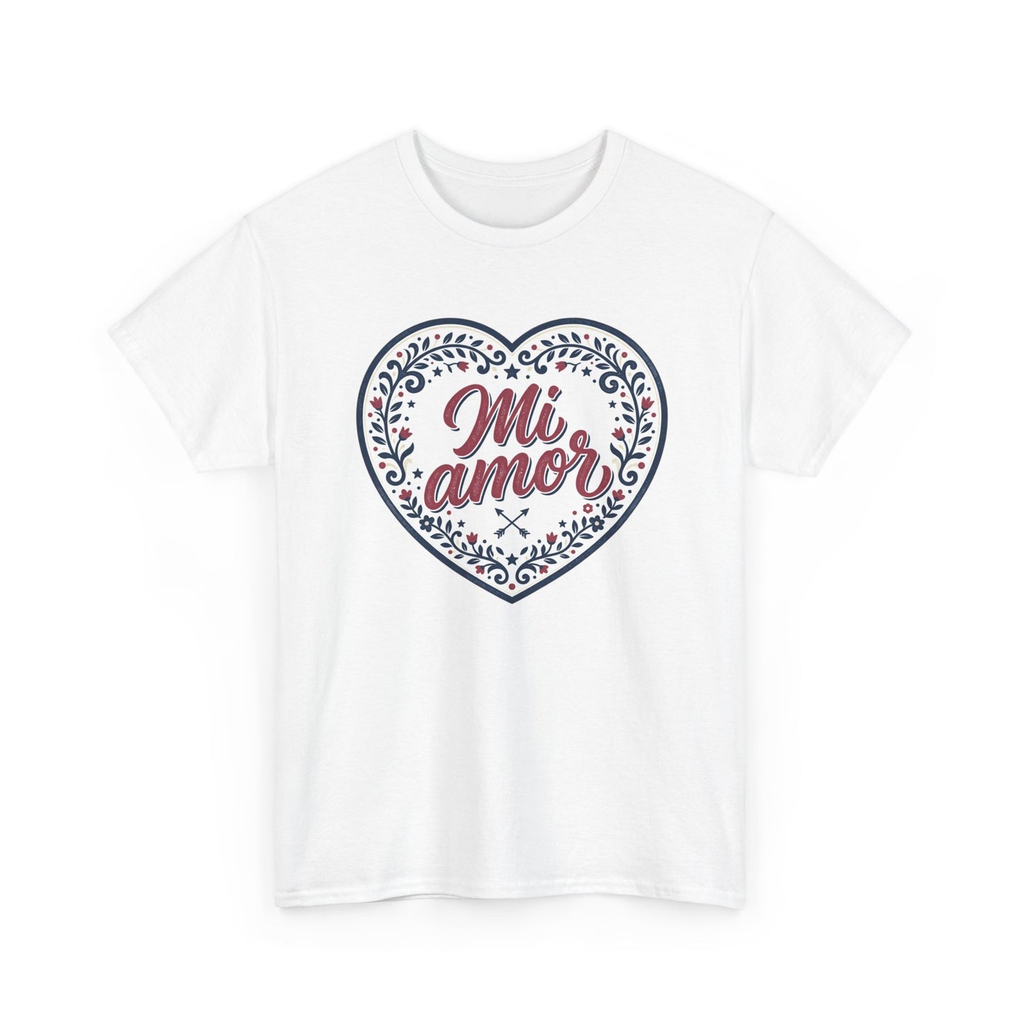 Mi Amor Heart T-Shirt — Romantic Floral Graphic Tee for Valentine’s Day