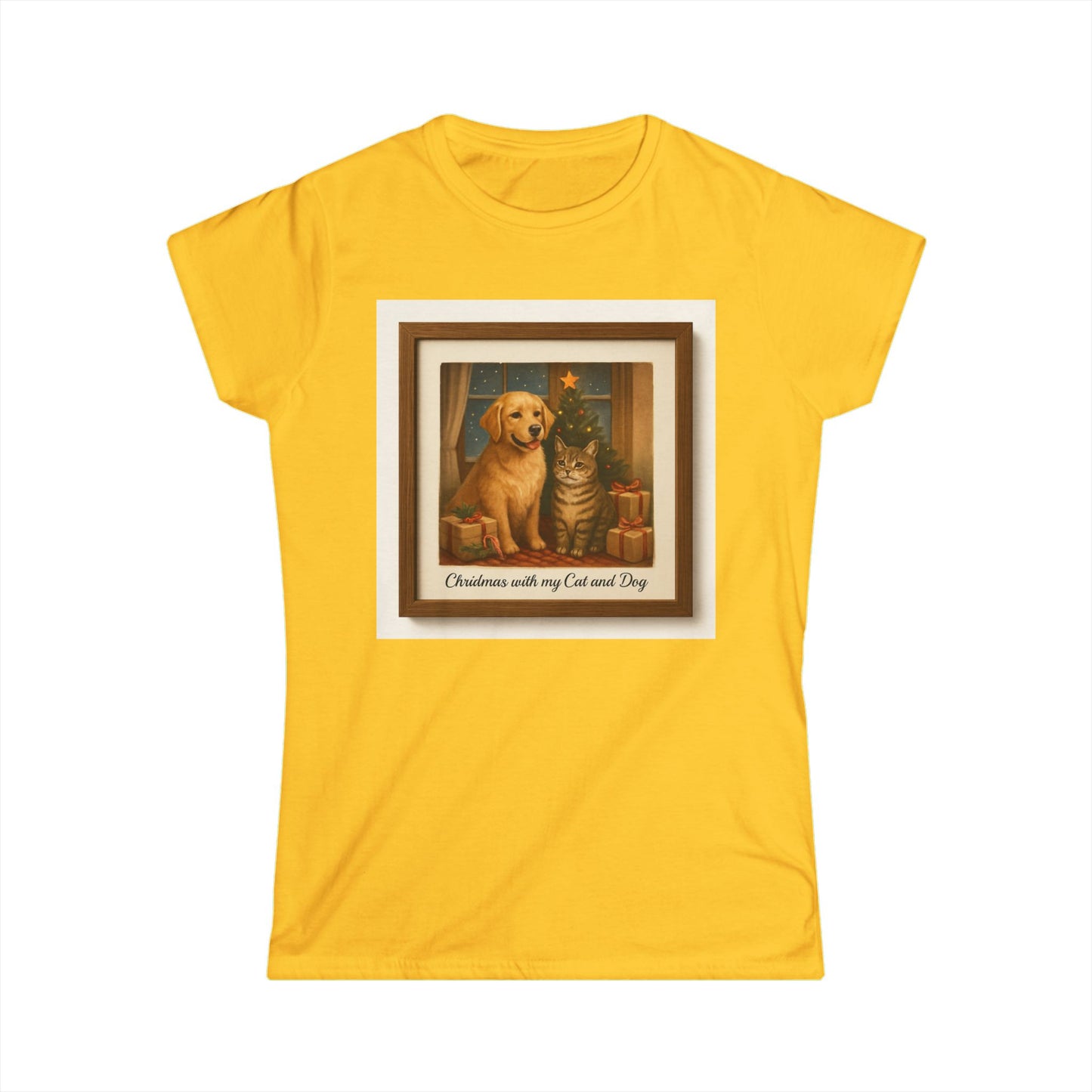 Christmas With My Cat and Dog Tee — Women's Holiday Dog & Cat T-Shirt
