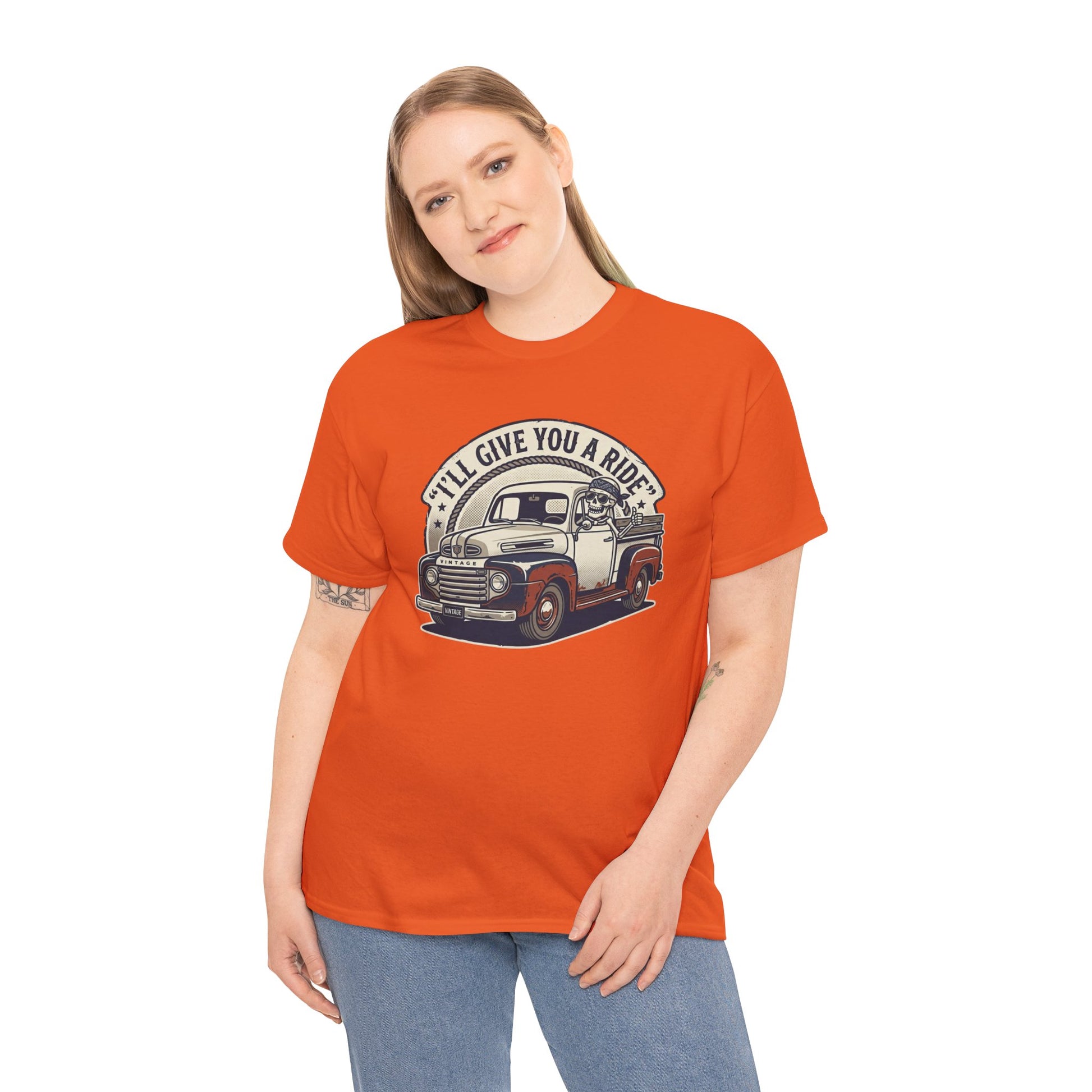 Vintage Pickup Truck T-Shirt — “I’ll Give You a Ride” Classic Retro Tee Printify