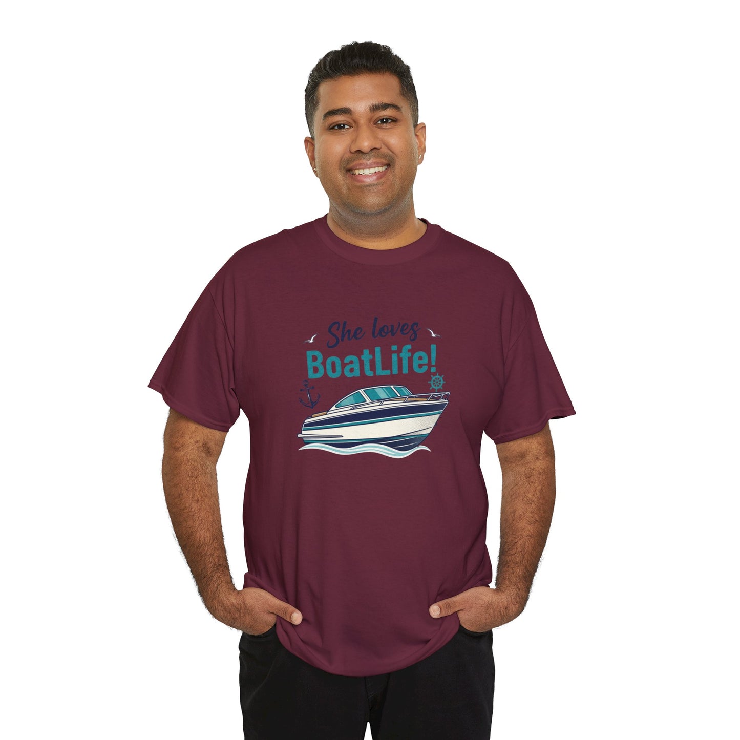 Boat Life T-Shirt — "She Loves BoatLife!" Graphic Tee for Boating Fans