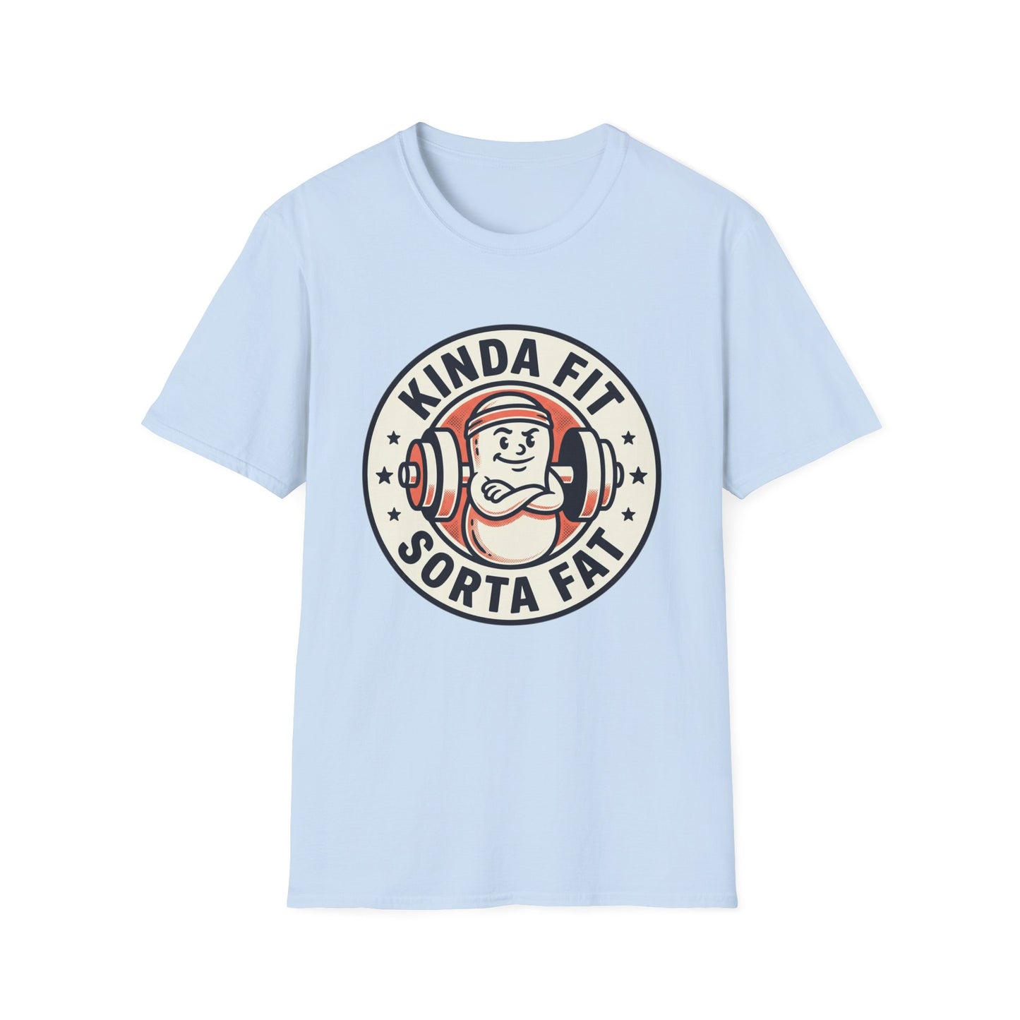 Kinda Fit Sorta Fat Funny Gym T-Shirt — Humorous Weightlifting Tee